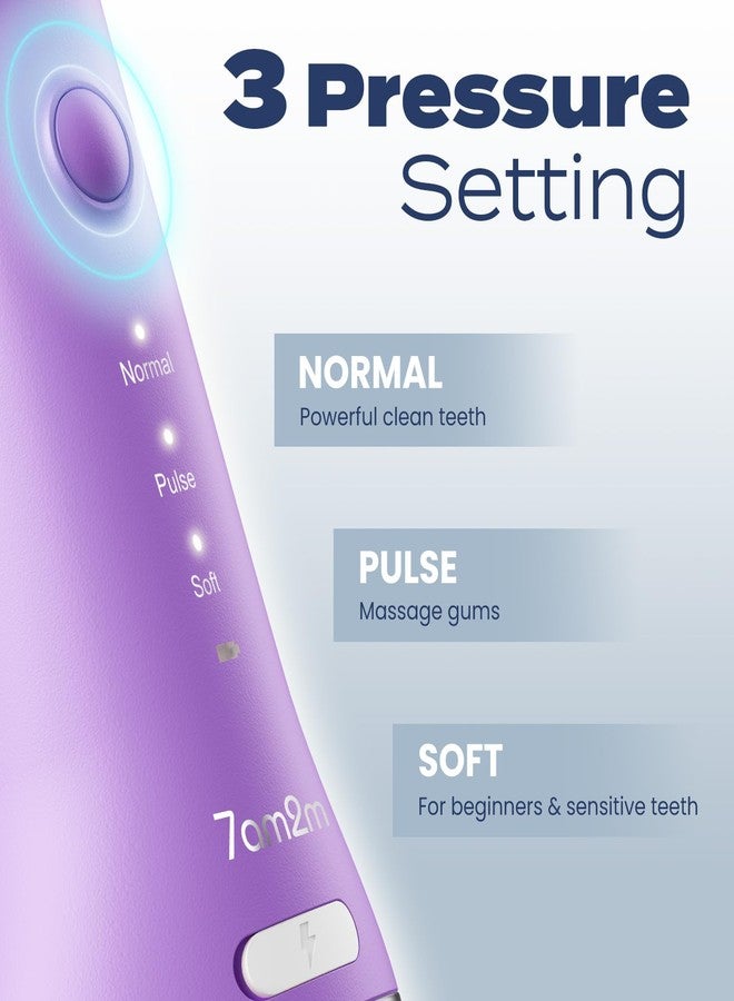 7AM2M Portable Cordless Water Flosser, Oral Irrigator with 3 Modes & 2 Tips, Fast Rechargeable, IPX7 Waterproof, Dental Water Flosser for Travel and Home Use (Purple) - Image 2